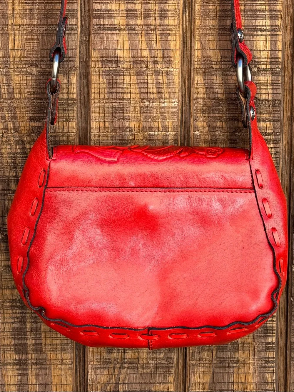 Patricia Nash Micaela Red Rose Leather Shoulder Purse